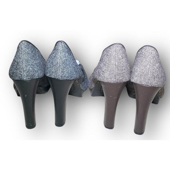 2 Pairs Women's Christian Siriano Tweed Tassel Black White Heels Platforms 11 - Picture 3 of 8